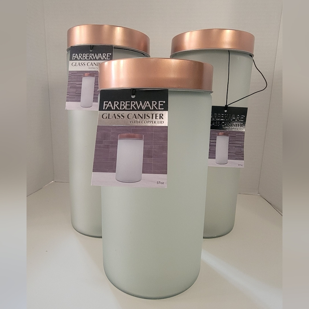 Farberware Frosted Glass Canister with Copper-Tone Lid